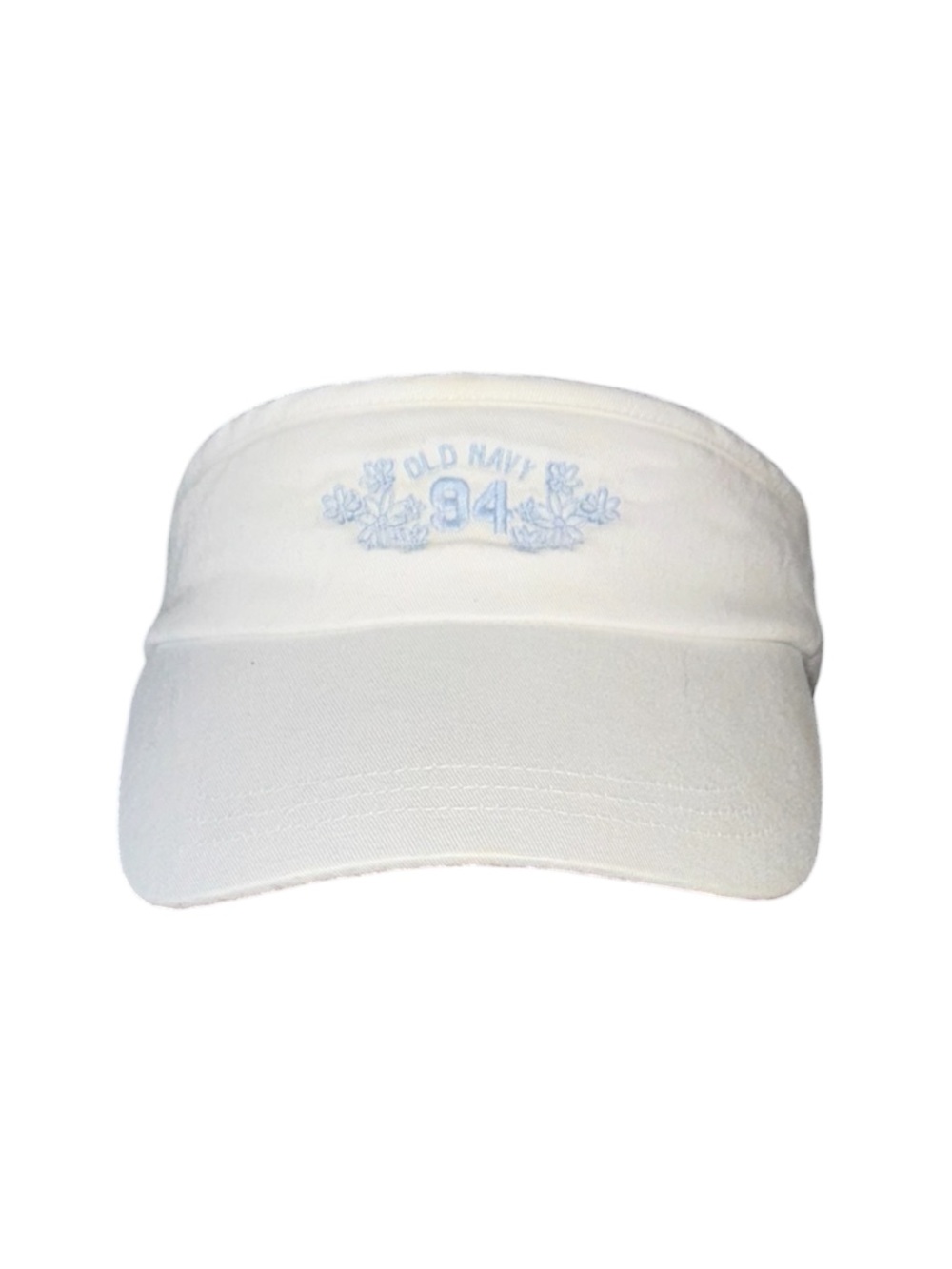 Old Navy White Visor Hat with Light Blue Embroidery 94